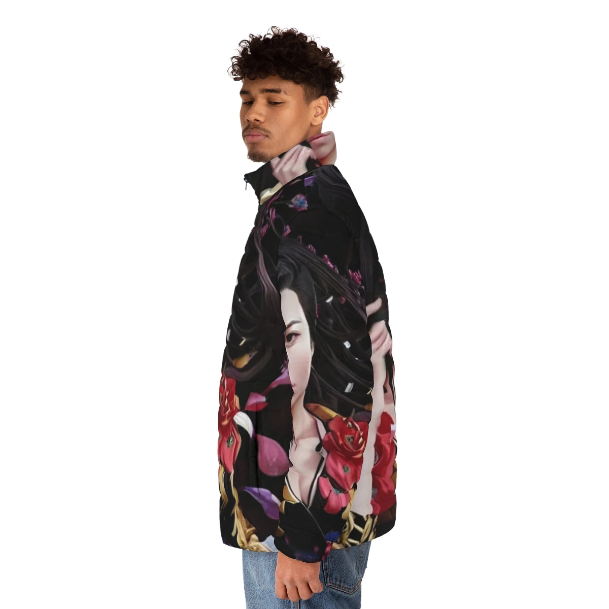 Bebe Rose Asian-Inspired Puffer Jacket for Women - men side left