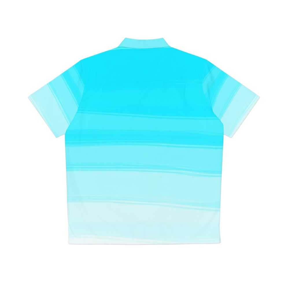 Artistic blue ombre Hawaiian shirt with paintbrush strokes - Back