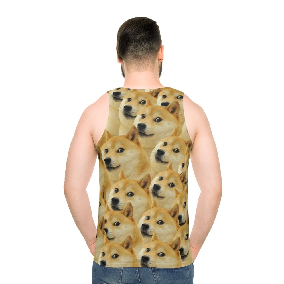 Doge Unisex Tank Top with Shiba Inu Meme Design - men back