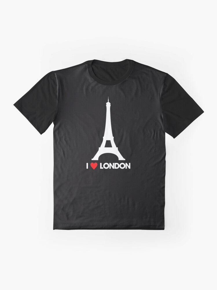 I Heart London Eiffel Tower - Joke T-Shirt Graphic Tee - Flat lay