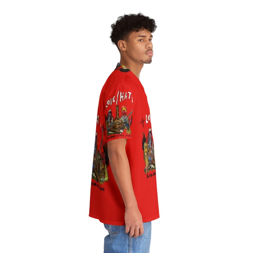 Blackout In The Red Room Hawaiian Shirt with Grunge, Punk, and Metal Music Motifs - People Pight