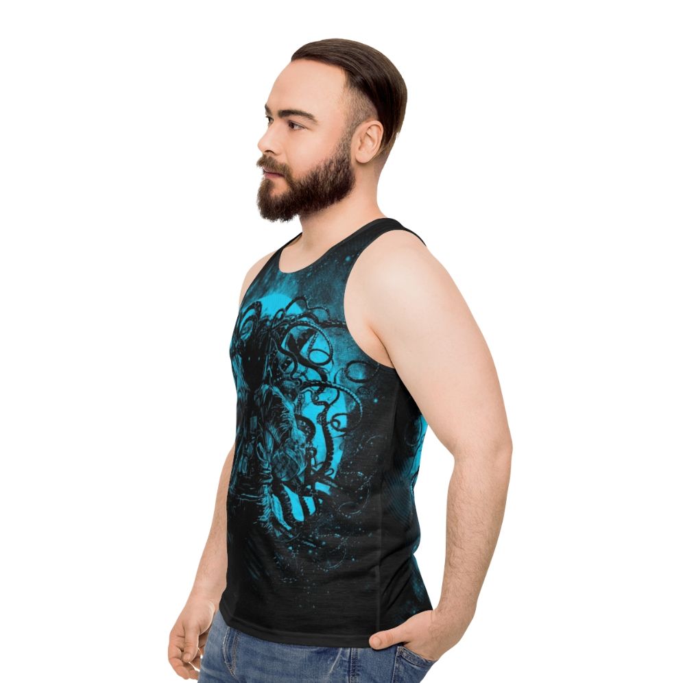 Unisex tank top with cosmic horror space monster design - men side