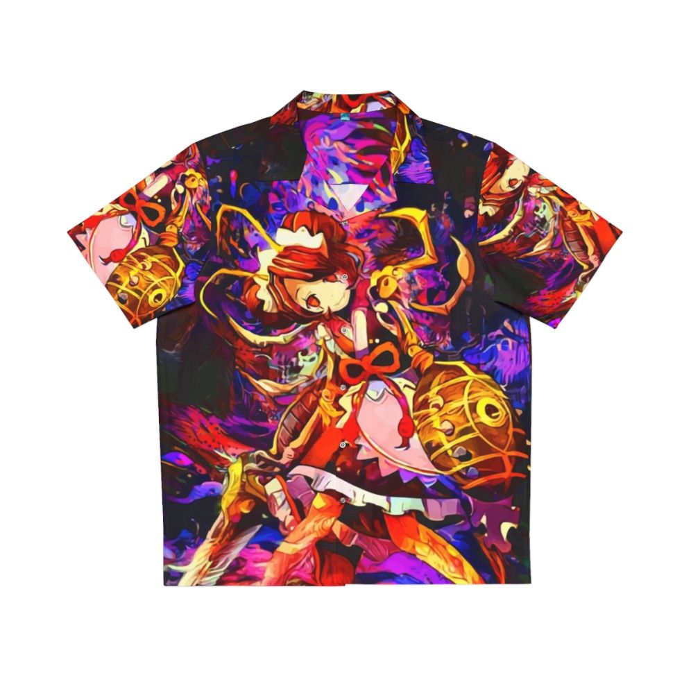 Insect-themed Hawaiian shirt featuring a maid design with anime-inspired elements