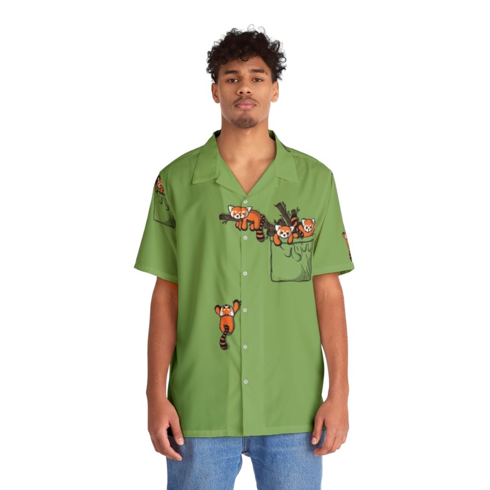 Red panda Hawaiian shirt for children - People Front