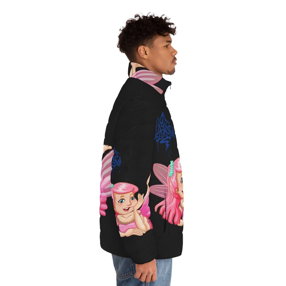 Legendary Animals Puffer Jacket featuring mythical creatures and magical beasts - men side right