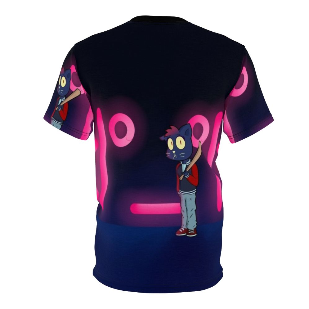 Supernatural fantasy t-shirt design featuring a lone digger character in a dark, gloomy caravan night scene - Back