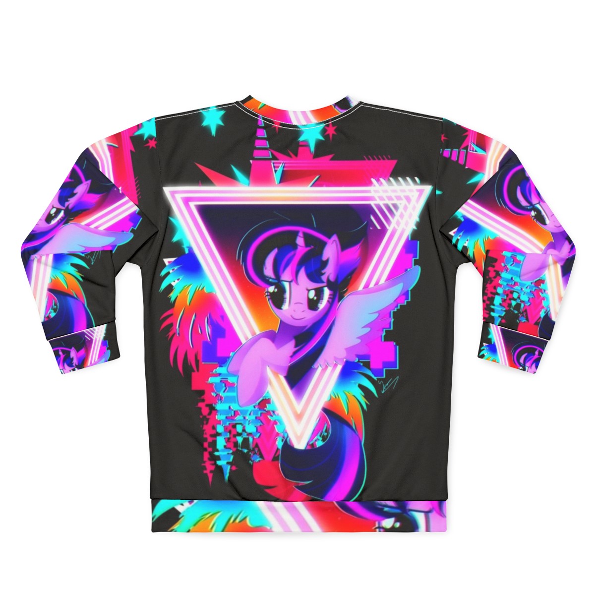 Neon Twilight Sparkle Sweatshirt with Retro 80s Vaporwave Aesthetic - Back