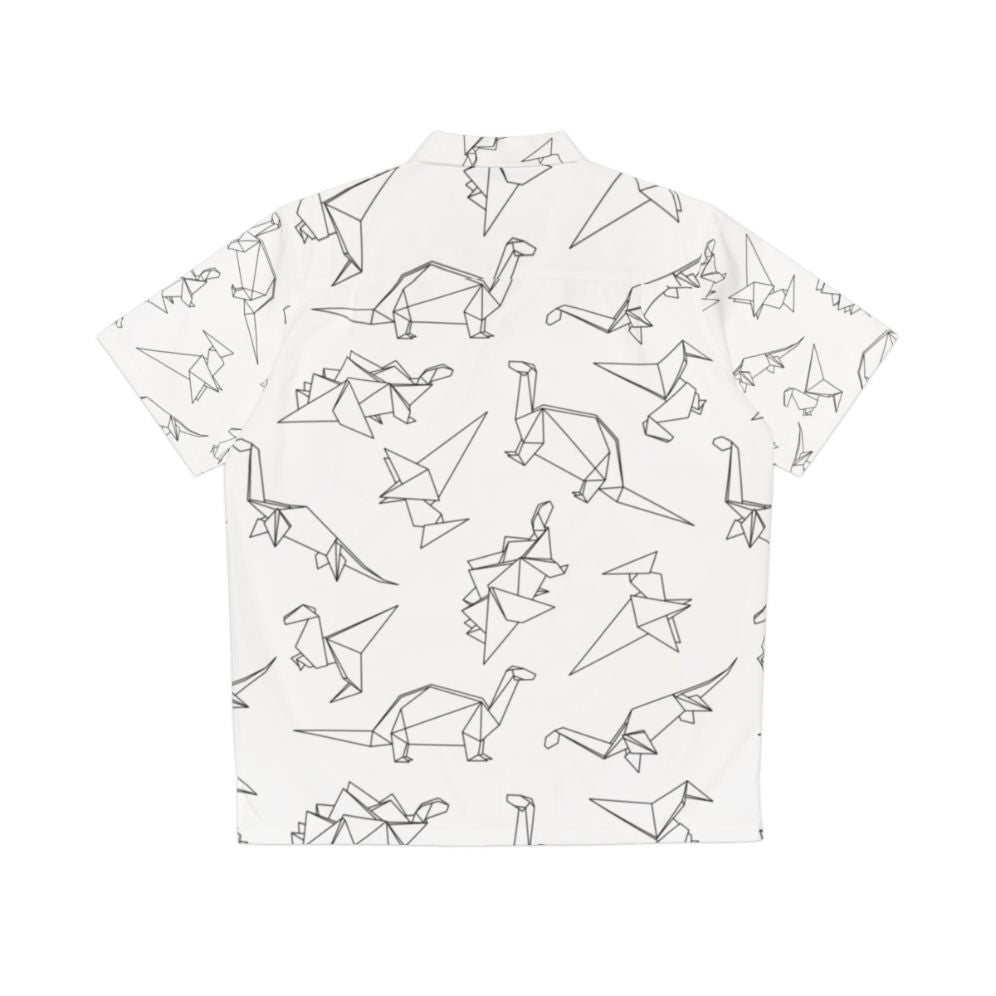 Origami Dinosaur Hawaiian Shirt with Minimalist Geometric Pattern - Back