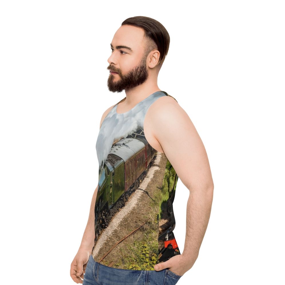 Man wearing The Classic Flying Scotsman Unisex Tank Top - men side