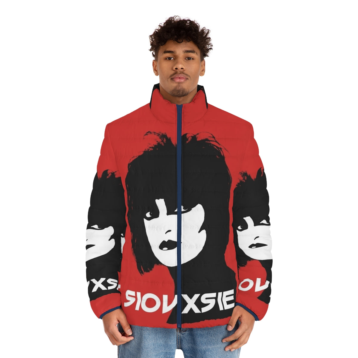 Siouxsie inspired gothic post punk puffer jacket - men front