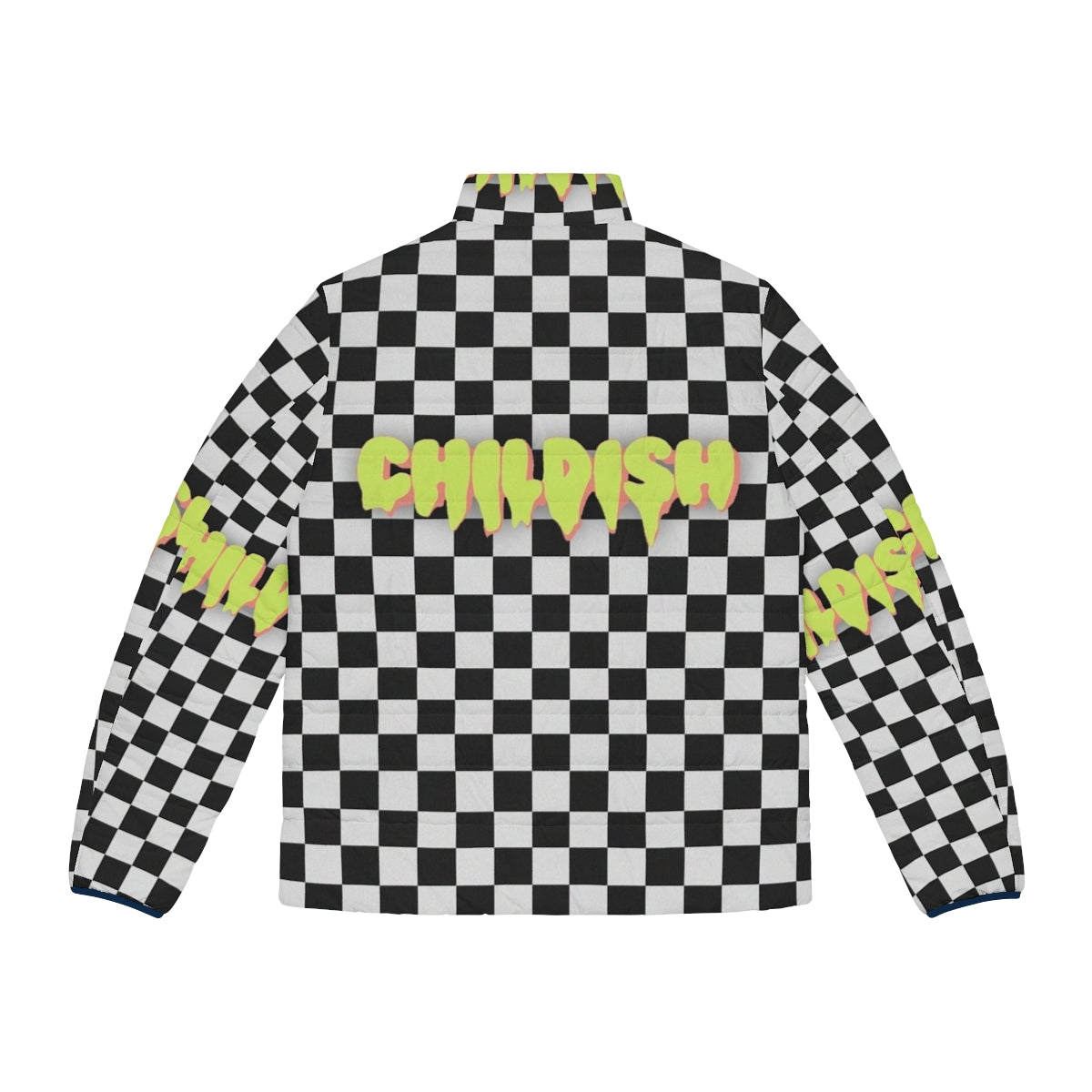 Tgfbro Childish Puffer Jacket with Bold Graphic Design - Back