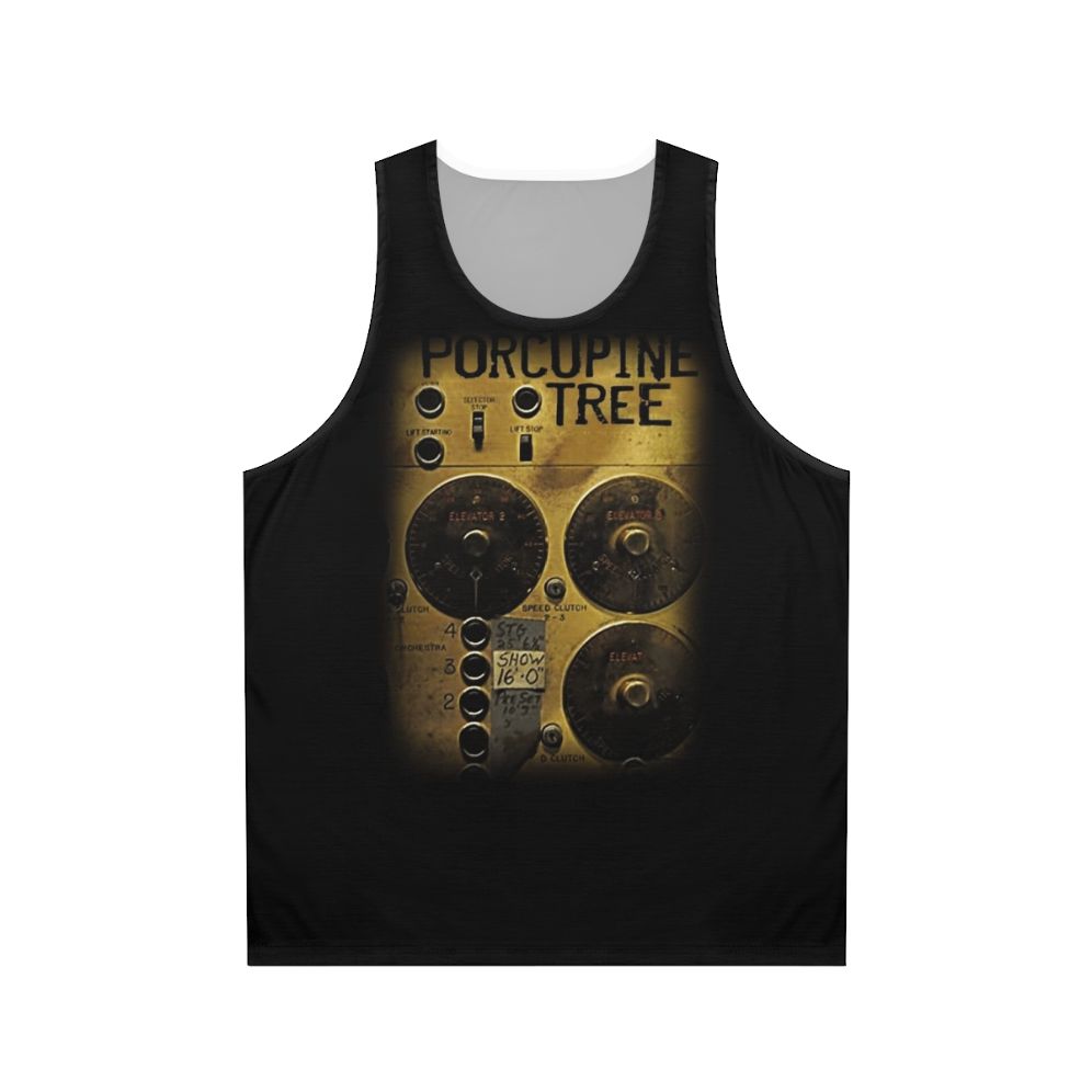 Retro unisex tank top with incidental machinery design