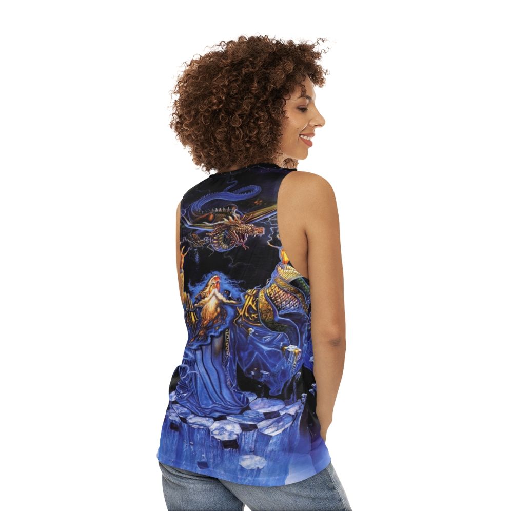 Dragon wizard graphic on unisex tank top - women back