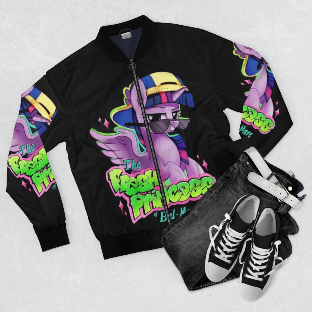 Twilight Sparkle Alicorn Princess Bel-Mare Bomber Jacket - Flat lay