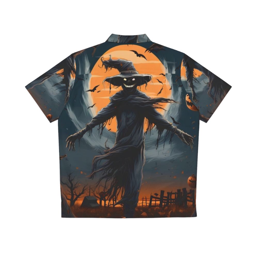 Under The Halloween Moon Scarecrow Hawaiian Shirt - Back