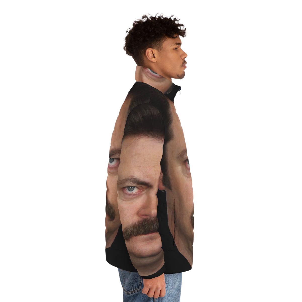 Ron Swanson Puffer Jacket - Parks and Recreation Inspired Clothing - men side right