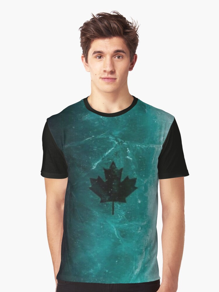 Icy graphic t-shirt with a frozen, crystal-like pattern - Men