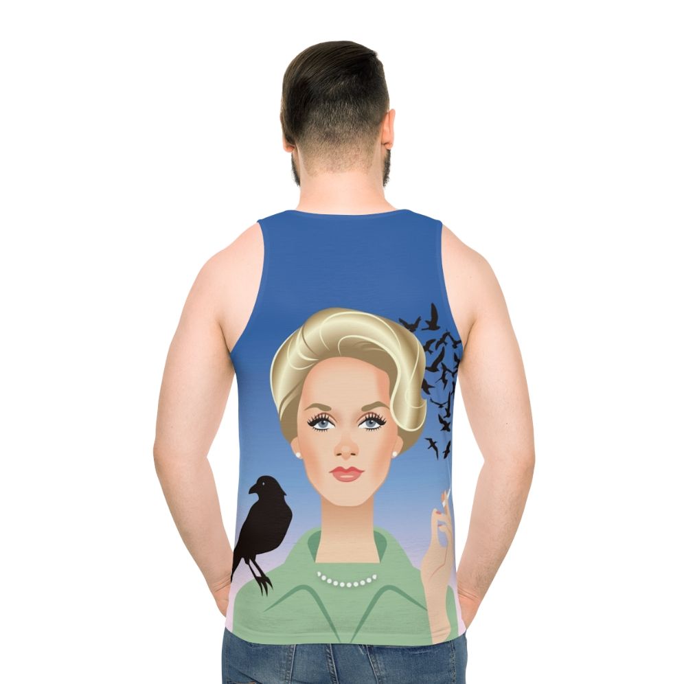 Tippi Unisex Tank Top inspired by Alfred Hitchcock's classic thriller - men back