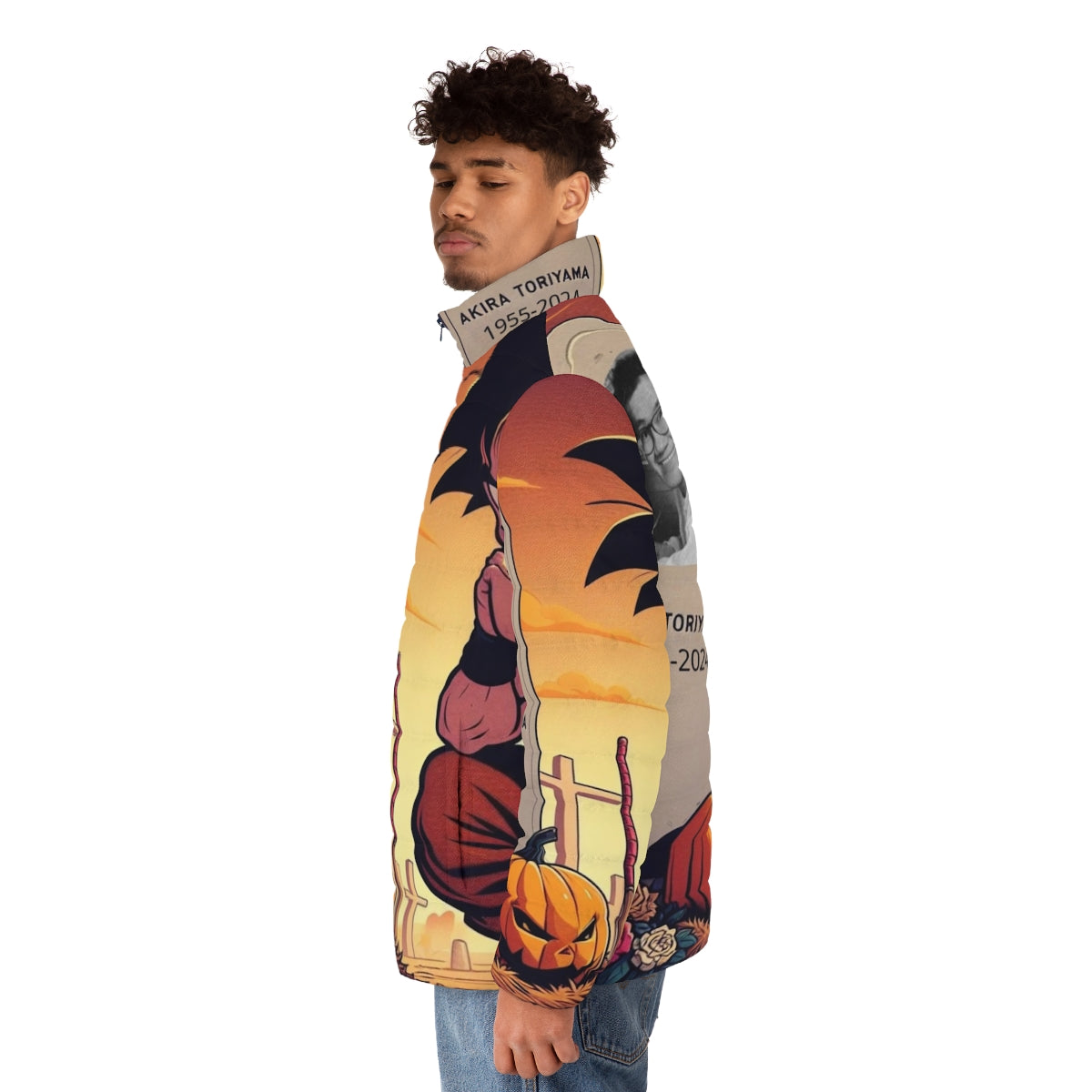 Akira Toriyama inspired Dragon Ball Z puffer jacket - men side left