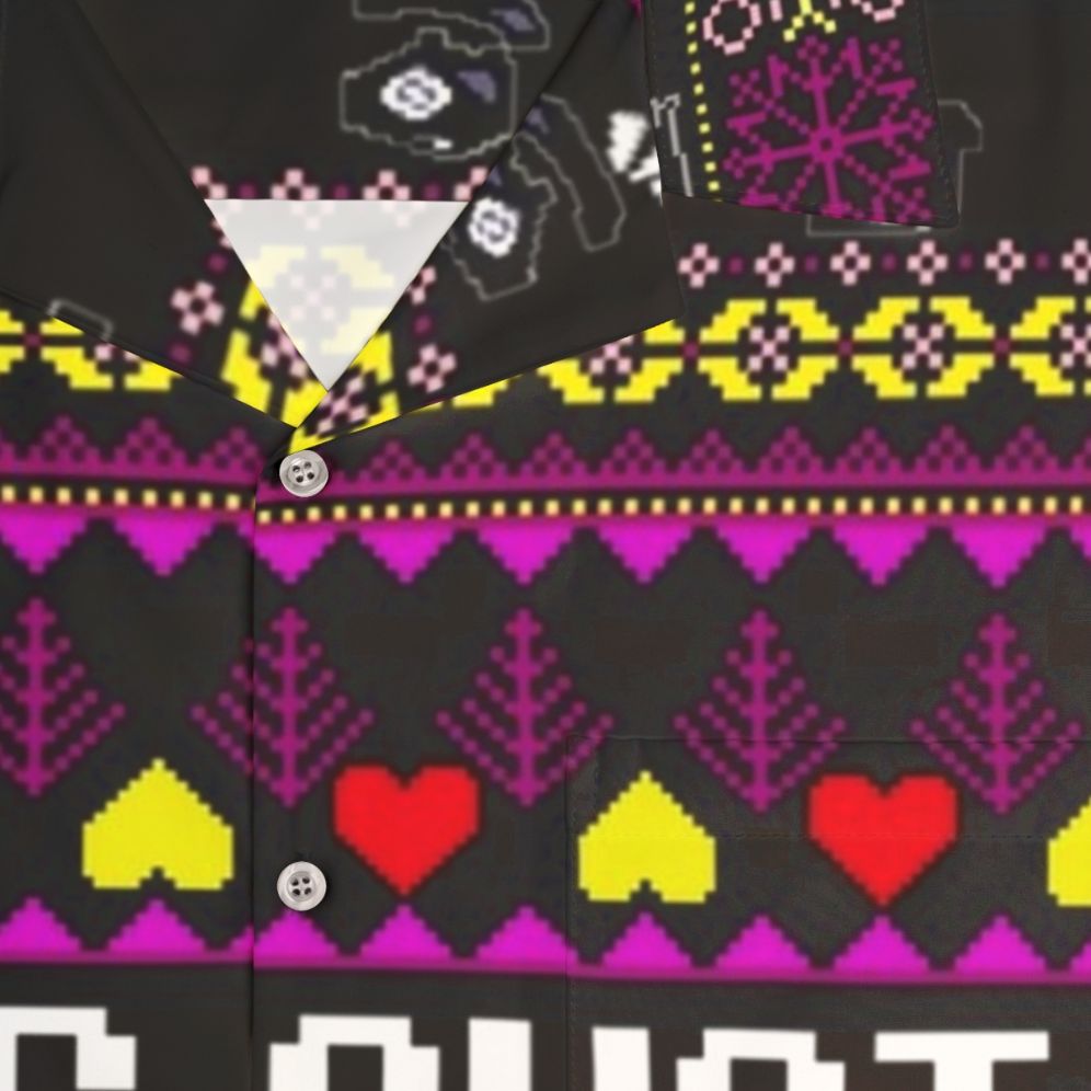 Spamton's Big Shot Kromer Krismas Hawaiian Shirt - Deltarune & Undertale - Detail