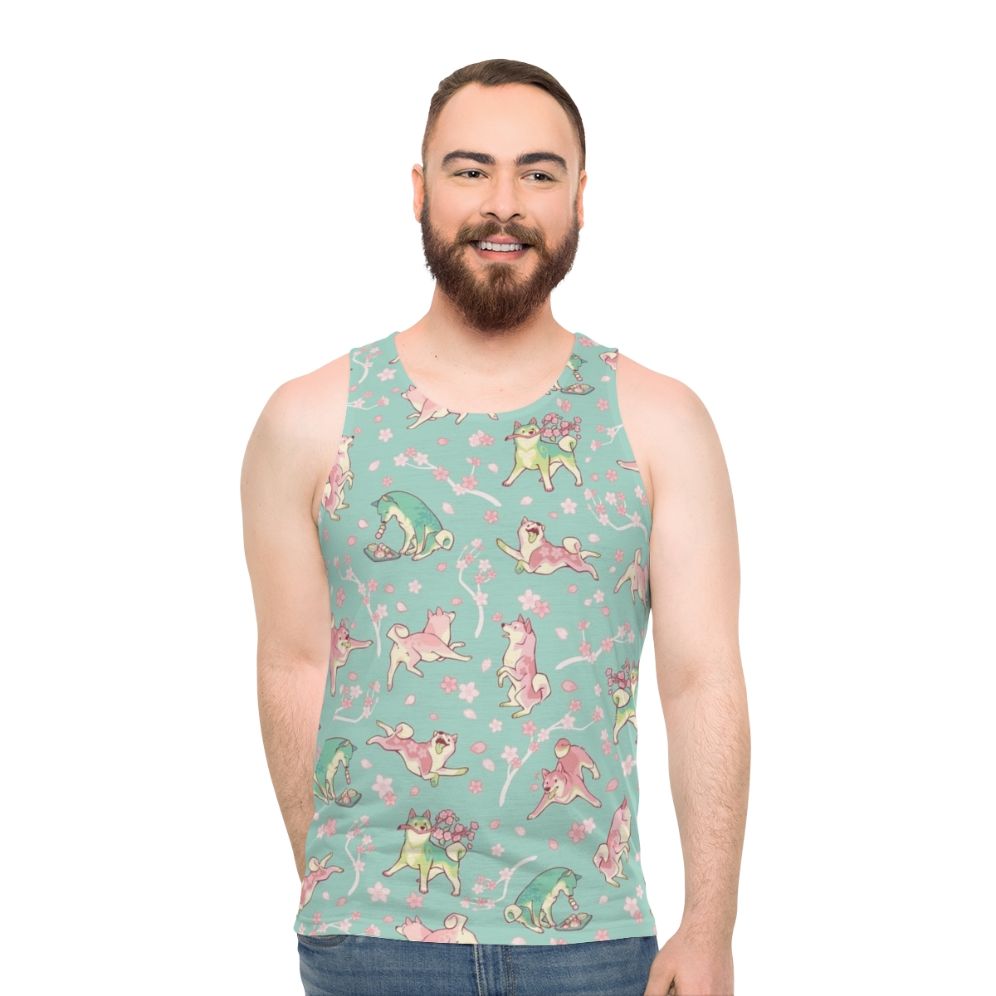 Shiba Inu Floral Unisex Tank Top - men