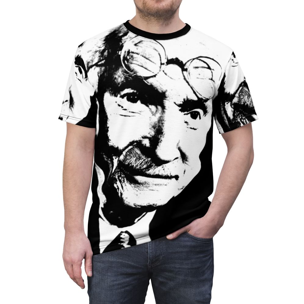 Graphic t-shirt featuring the image and name of renowned psychologist Carl Jung - men front