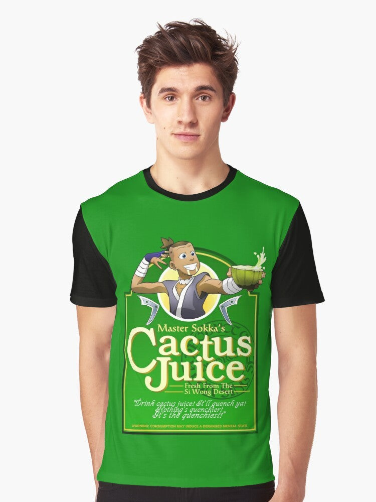 Sokka's Cactus Juice Graphic T-Shirt featuring the iconic Avatar: The Last Airbender character and his favorite quenchiest drink - Men