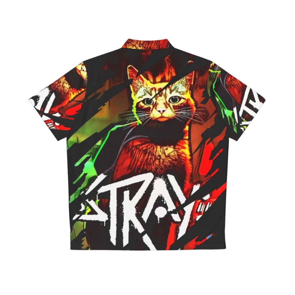 Stray Game Cool Hawaiian Shirt with Retro Gaming Cat Design - Back