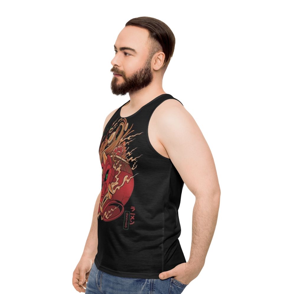 Gekido Ramen Unisex Tank Top featuring Japanese cultural elements and gaming influences - men side