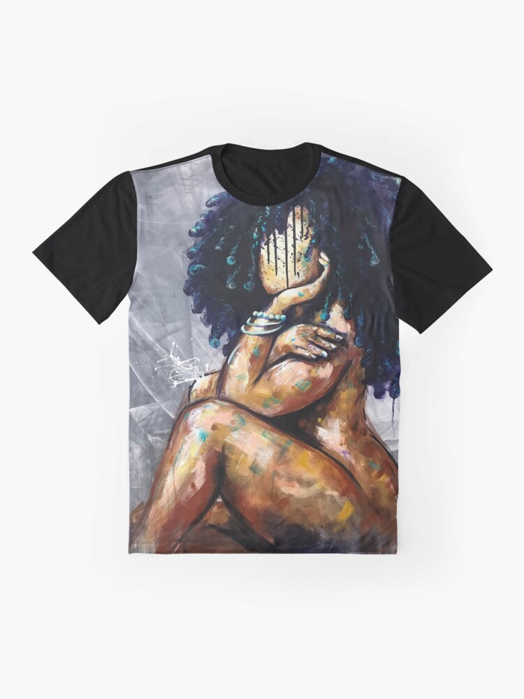 Naturally LVI Graphic T-Shirt featuring Black art, portraits, and cultural elements - Flat lay