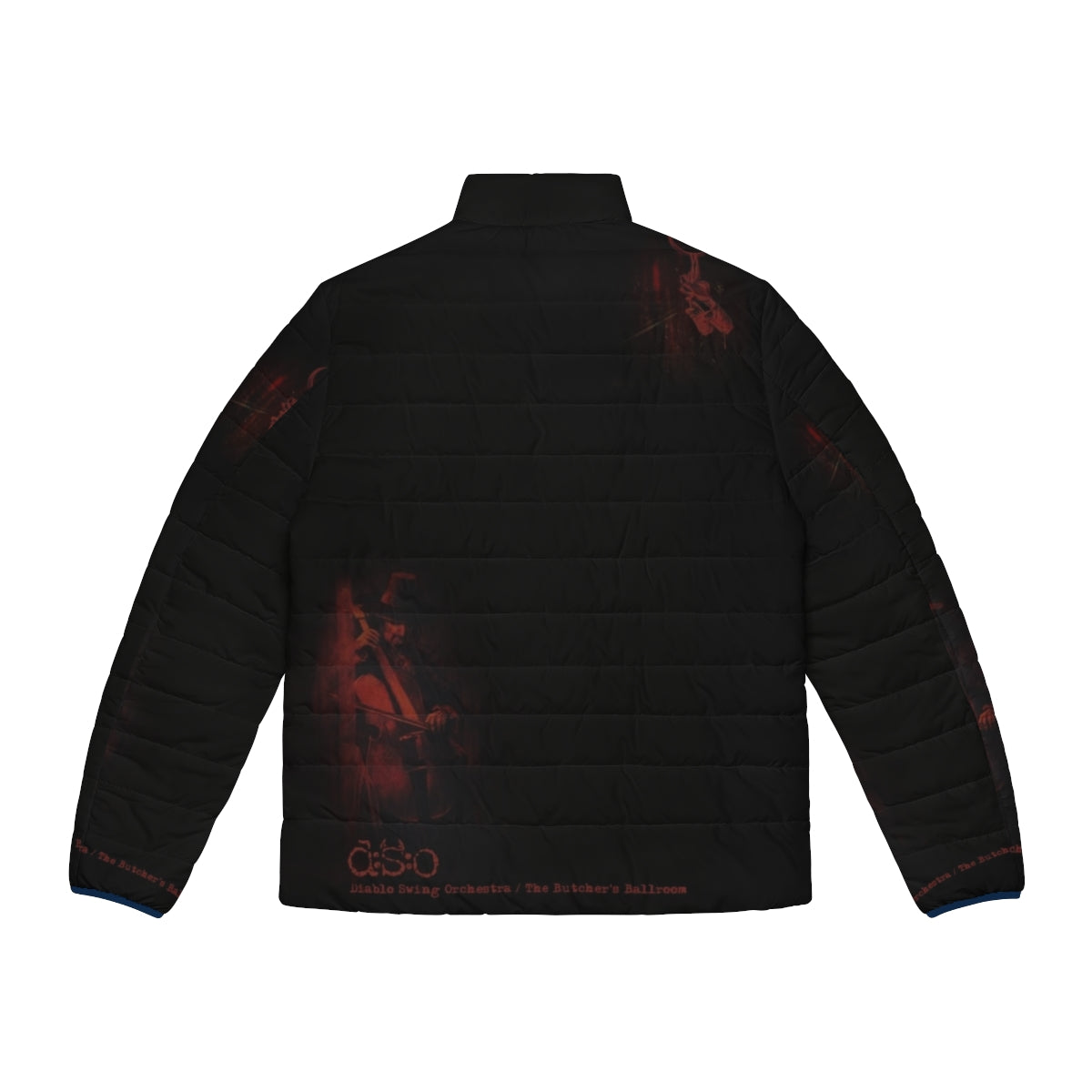 A dark and stylish puffer jacket with a focus on the Ballroom Diablo aesthetic - Back