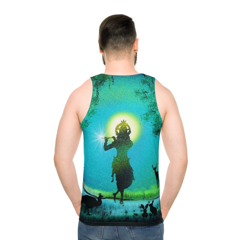 Lord Krishna digital art design on unisex tank top - men back