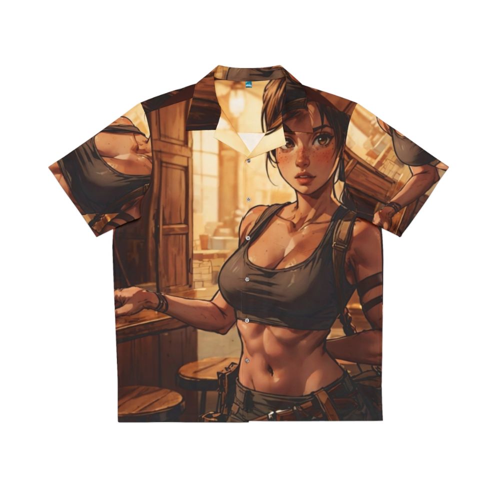 Young Lara Croft in Hawaiian Shirt from Anime Parody