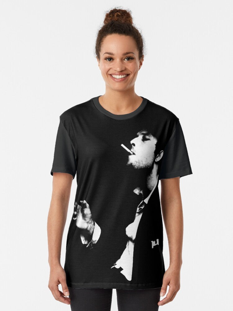 Vintage graphic t-shirt featuring the iconic image of legendary musician Tom Waits - Women