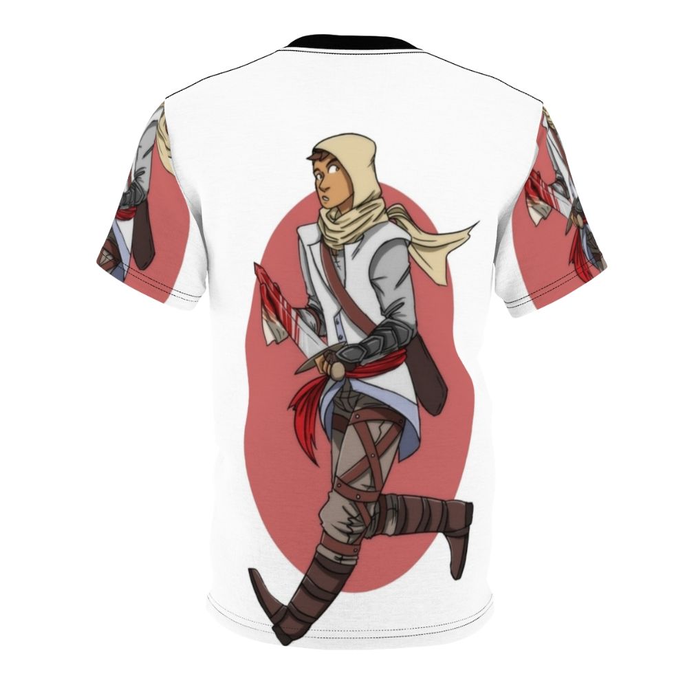 Custom Assassin's Creed Altair T-Shirt featuring a unique fan art design inspired by the popular video game franchise. - Back