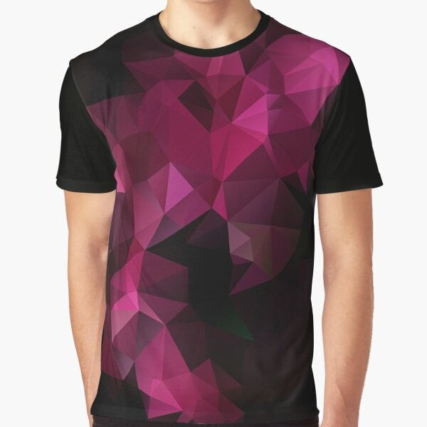 Geometric abstract polygon pattern design on a graphic t-shirt