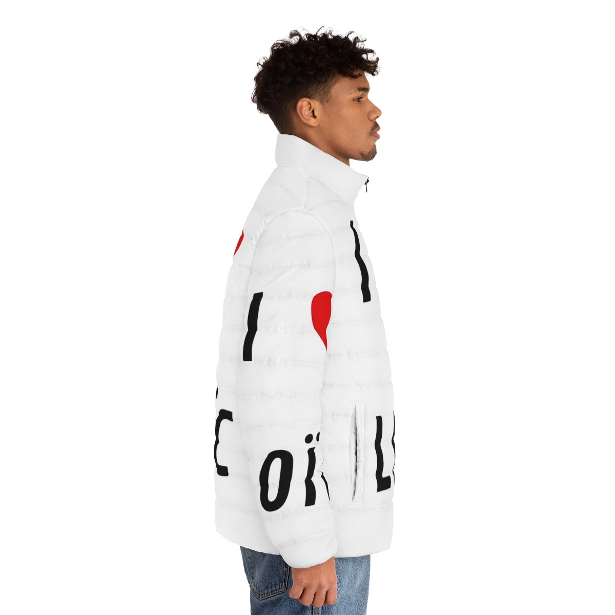 I Love Loic Puffer Jacket with Focus Keyword "i love loic puffer jacket" - men side right