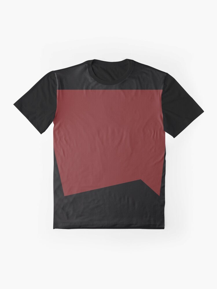 Star Trek The Next Generation Command Uniform Graphic T-Shirt featuring the iconic red uniform design - Flat lay