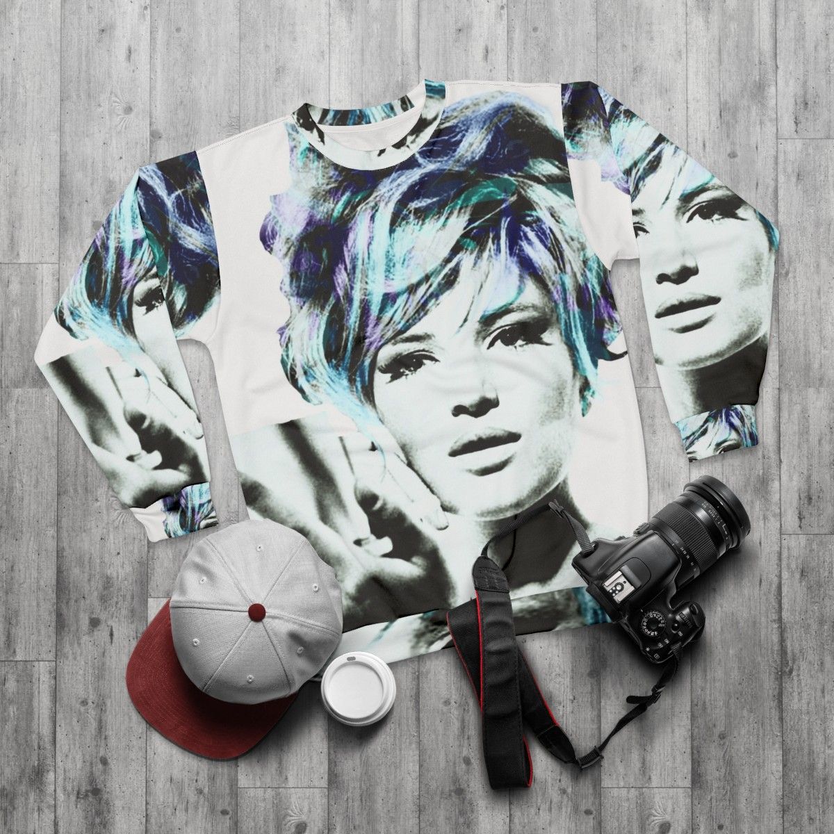 Monica Vitti Italian Cinema Pop Art Graphic Sweatshirt - flat lay