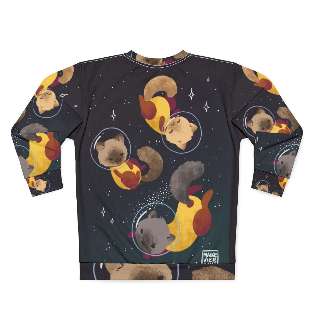 Space cats cosmic sweatshirt with galaxy print design - Back