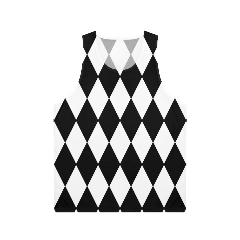 Black and White Harlequin Pattern Unisex Tank Top