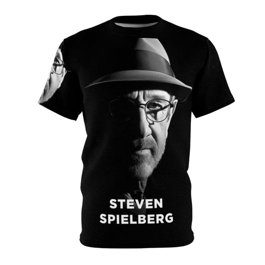 A stylish t-shirt featuring the name and work of acclaimed film director Steven Spielberg