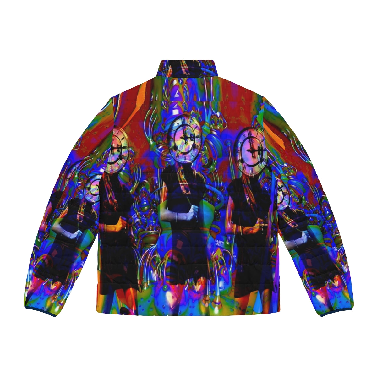 Colorful and abstract clockwork puffer jacket - Back