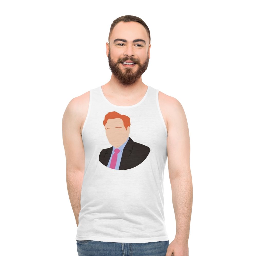 Team Coco unisex tank top featuring Conan O'Brien vector artwork - men