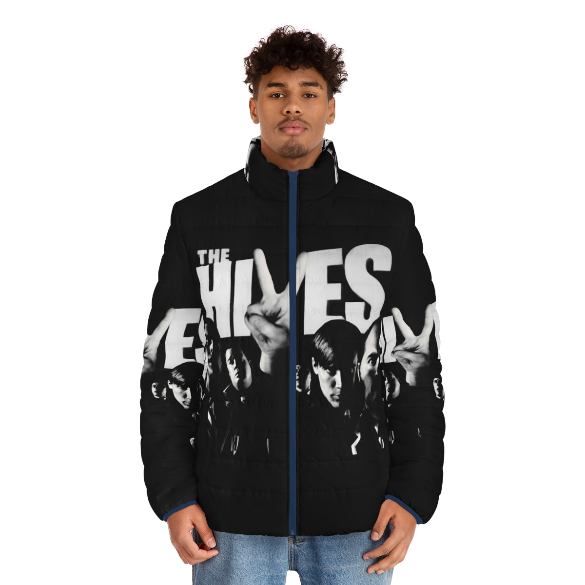 The Hives Vintage Puffer Jacket featuring band inspired design - men front