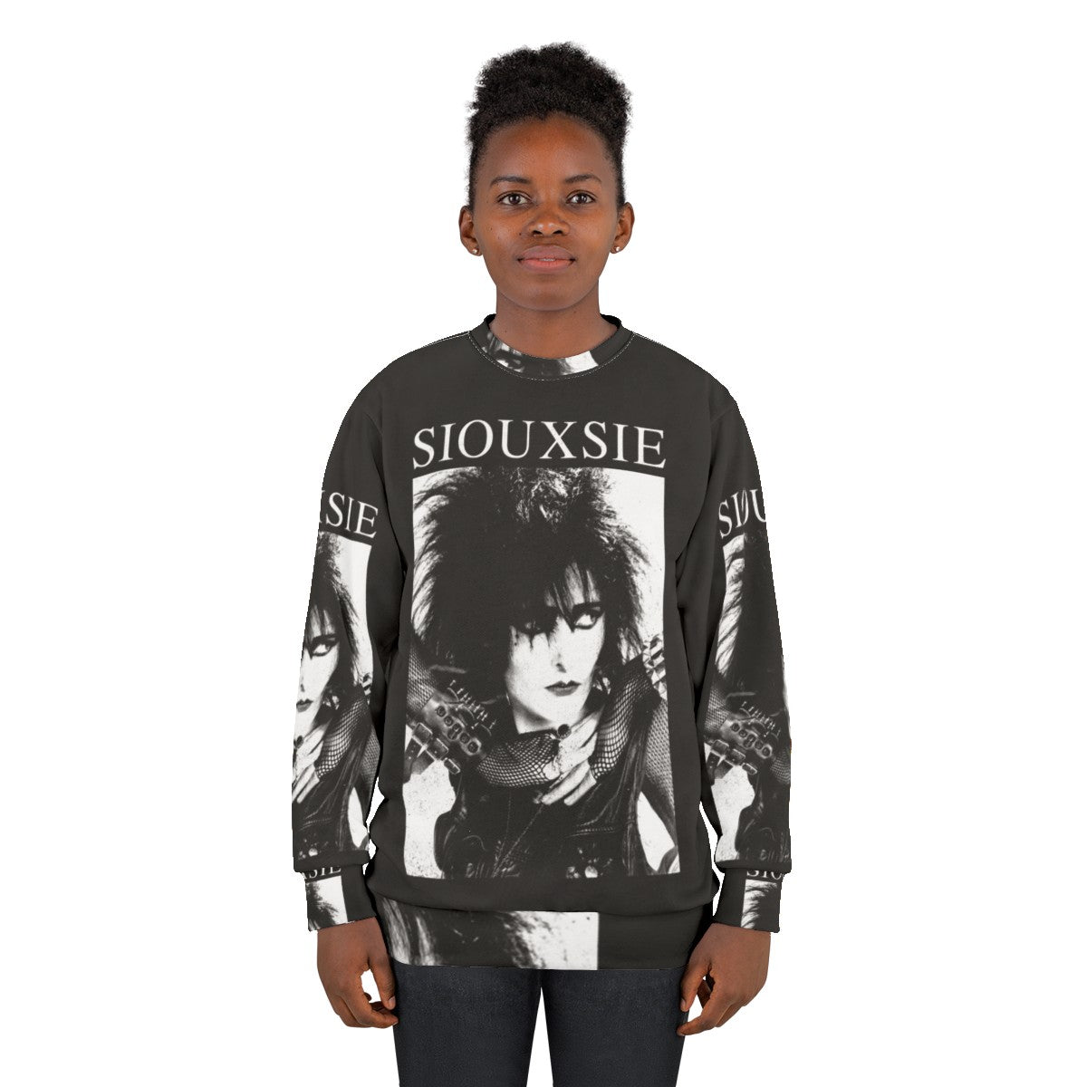 Siouxsie Sioux goth inspired sweatshirt with punk rock design - women