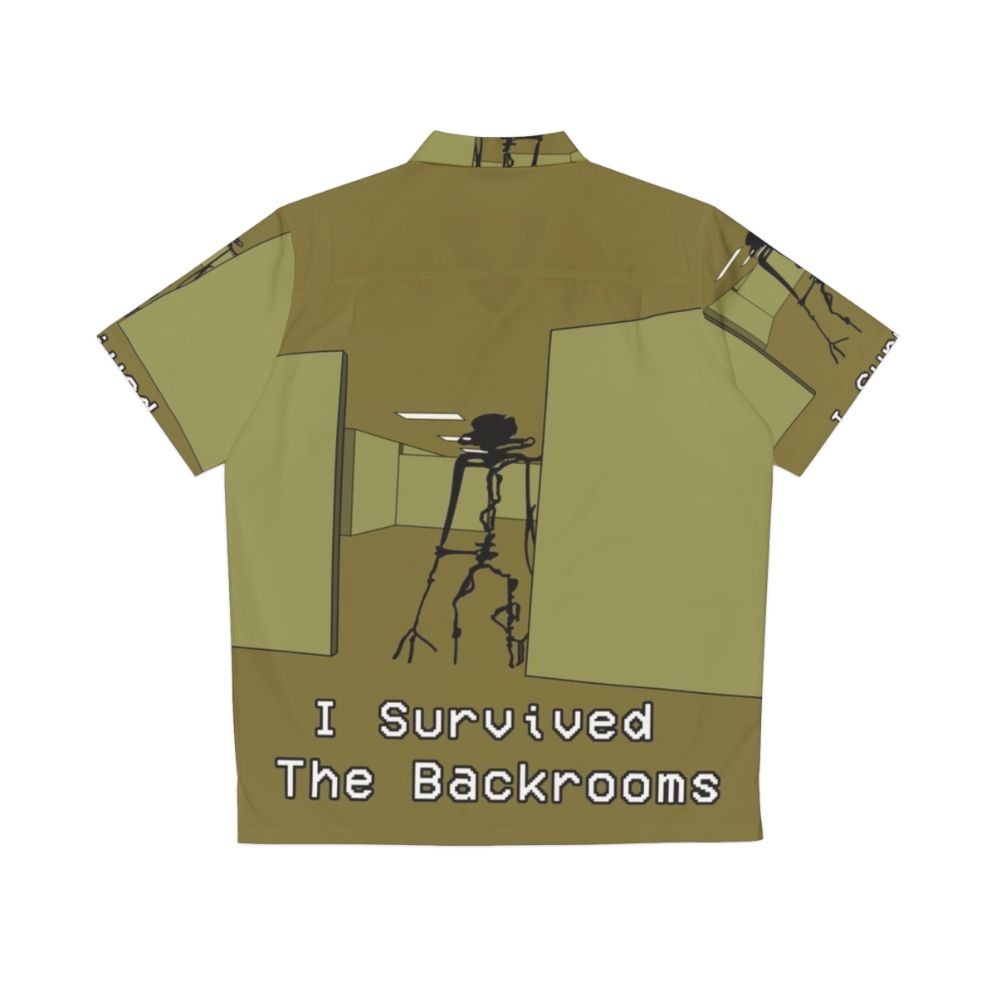 Backrooms creepy Hawaiian shirt with horror and liminal space graphics - Back