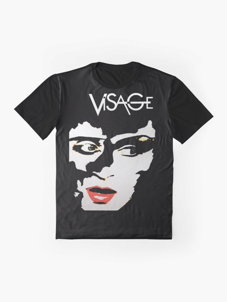 Visage Graphic T-Shirt featuring a new wave synth pop design - Flat lay