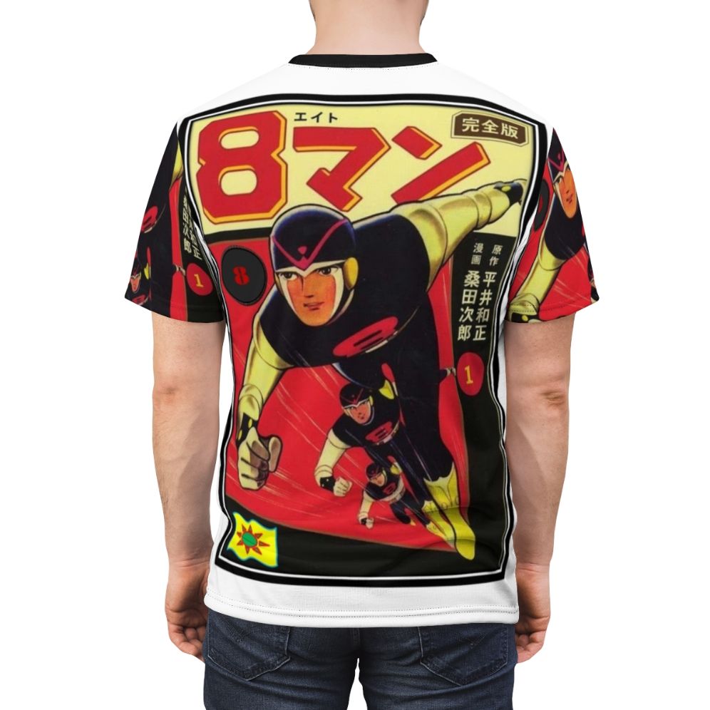 Anime-inspired 8 Man t-shirt with a Japanese superhero design - men back