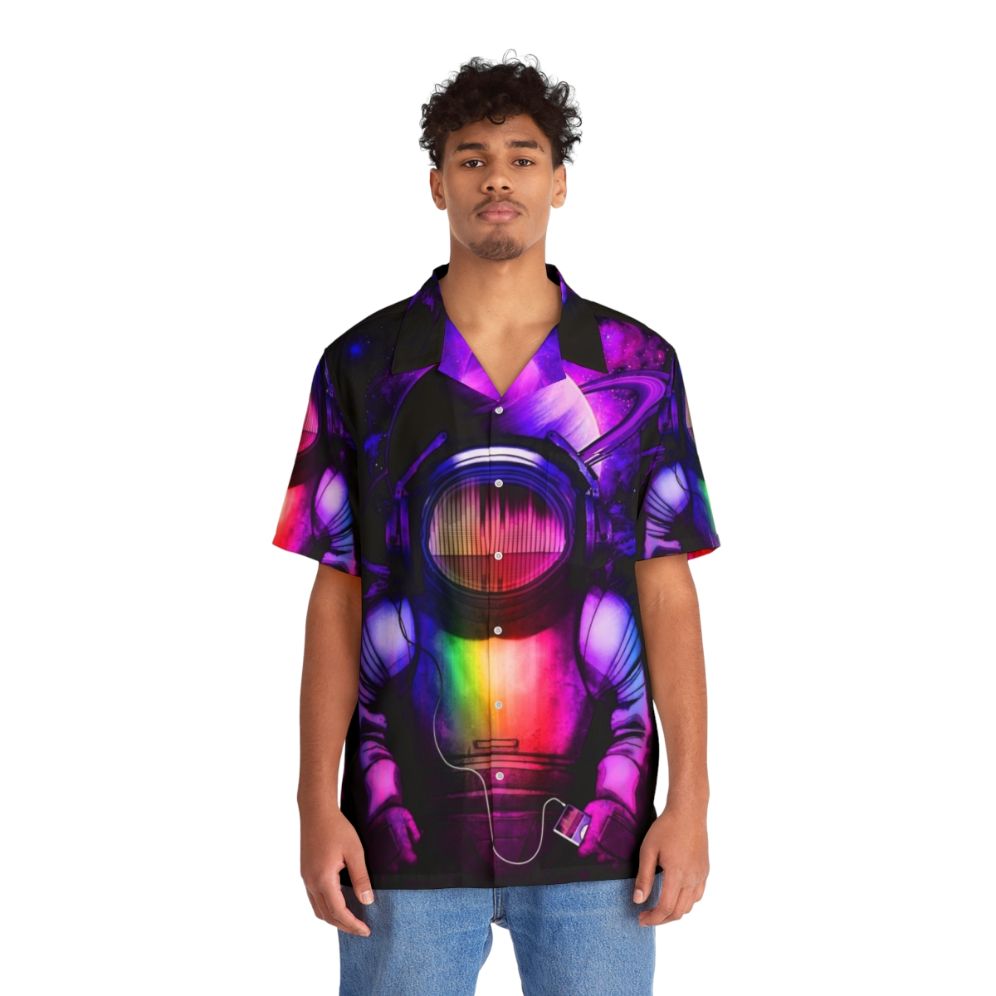 Celestial Music Hawaiian Shirt with space, astronaut, and galaxy print design - People Front